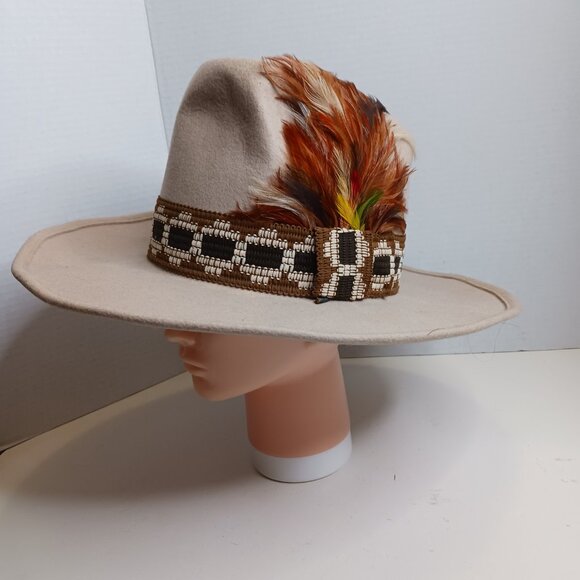 Vintage Pasoda Western Cowboy Cream Hat 100% Wool Size 7 - Picture 1 of 11
